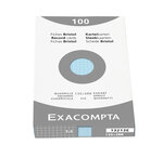 Etui de 100 Fiches BRISTOL 148x210cm Quadrillé 5x5 Bleu Azur EXACOMPTA