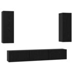 vidaXL Ensemble meuble TV 5 Pièces Chêne noir Bois d'ingénierie