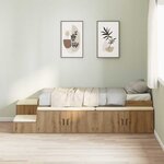 vidaXL Cadre de lit avec rangement chêne artisanal 234 x 118 x 53.5 cm