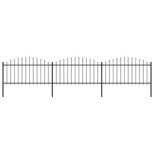 vidaXL Clôture de jardin à dessus en lance Acier (1 25-1 5)x5 1 m Noir