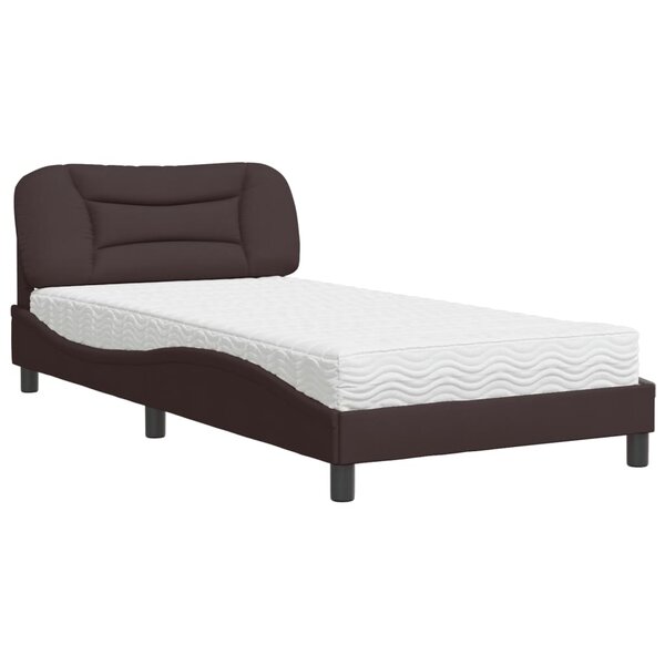 vidaXL Lit avec matelas Hvar marron foncé 100x200 cm tissu