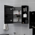 vidaXL Armoire à miroir de salle de bain Noir Bois d’ingénierie