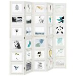 vidaXL Cloison de séparation 5 panneaux blanc bois de paulownia massif