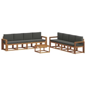 vidaXL Ensemble de canapés d'extérieur 9 pc Naturel et Anthracite
