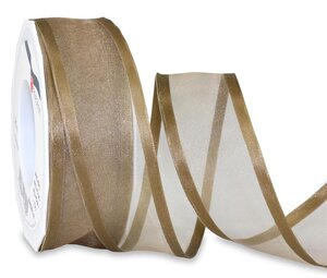 Organza marseille 25-m-rouleau 40 mm laitonné taupe