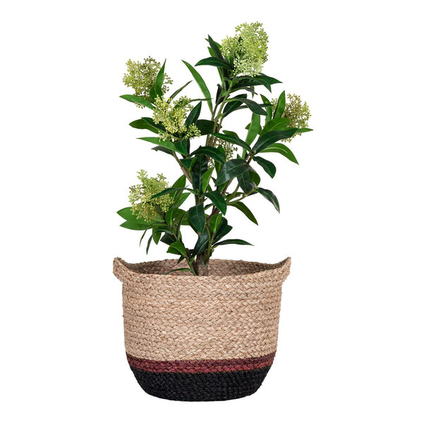 Panier rond en rotin marron clair et foncé Ø 30 x 25 cm