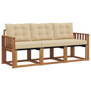 vidaXL Ensemble de canapés d'extérieur 3 Pièces Naturel et Beige