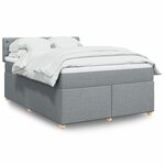 vidaXL Sommier à lattes de lit avec matelas Gris clair 140x190cm Tissu