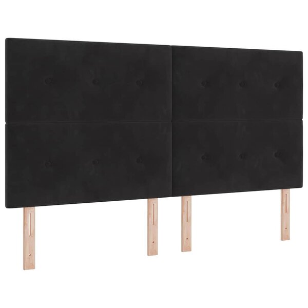 vidaXL Lit à ressort LED avec matelas Noir 180 x 200 cm tissu