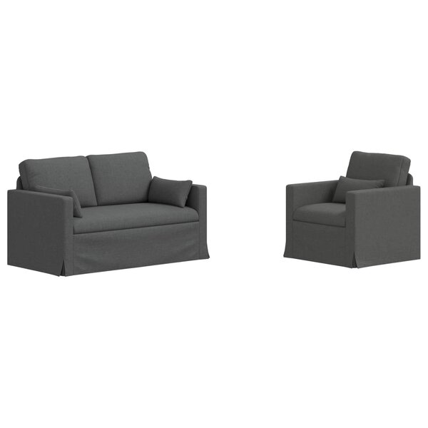 vidaXL Canapé 2 Pièces Gris foncé 139 x 78 x 80 cm tissu
