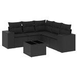 vidaXL Salon de jardin 6 Pièces avec coussins noir résine tressée