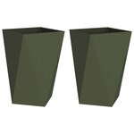 vidaXL Jardinière 2 Pièces Vert olive 50 x 50 x 75 cm Acier