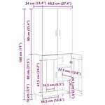 vidaXL Haut Armoire Bois Ancien 69 5 x 34 x 180 cm