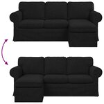 vidaXL Canapé Noir 215 x 138 x 80 cm tissu