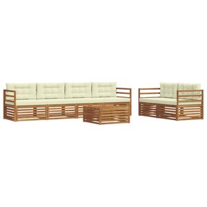 vidaXL Ensemble de canapés d'extérieur 7 pc Naturel et Crème