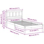 vidaXL Cadre de lit Marron 75 x 190 cm Bois massif en pin