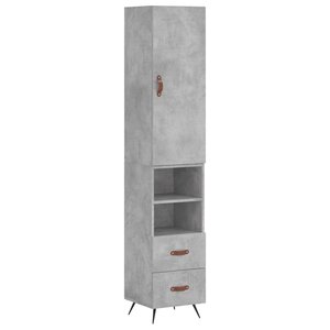 vidaXL Buffet haut Gris béton 34 5x34x180 cm Bois d'ingénierie