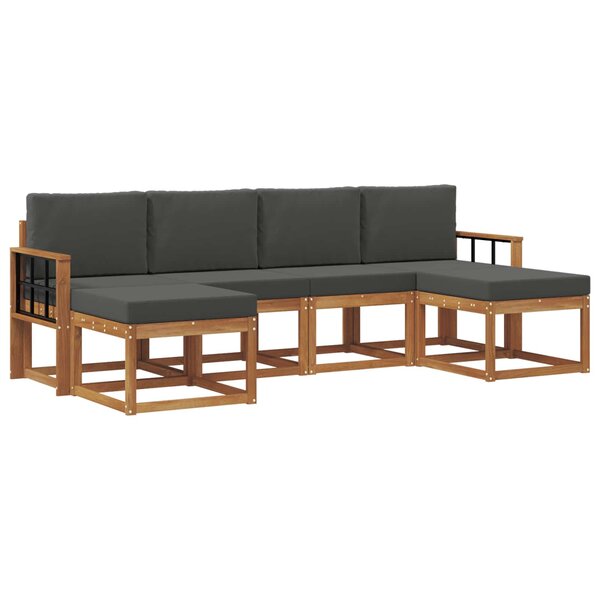 vidaXL Ensemble de canapés d'extérieur 6 Pièces Naturel et Anthracite