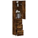 vidaXL Buffet haut Chêne fumé 34 5x34x180 cm Bois d'ingénierie