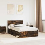 vidaXL Cadre de lit Chêne fumé 135 x 190 cm Bois d'ingénierie