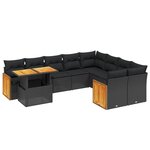 vidaXL Salon de jardin 10 Pièces avec coussins noir résine tressée