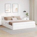 vidaXL Lit avec rangement et matelas avec matelas Blanc 160 x 200 cm