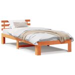 vidaXL Cadre de lit en bois Marron ciré Bois massif 100 x 200 cm Durable