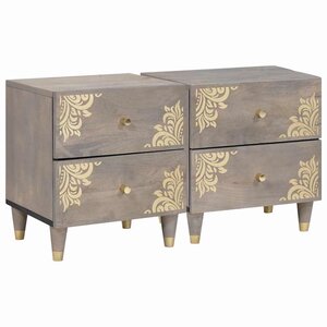 vidaXL Cabinet de chevet avec tiroir 2 Pièces Gris 40 x 33 x 46 cm