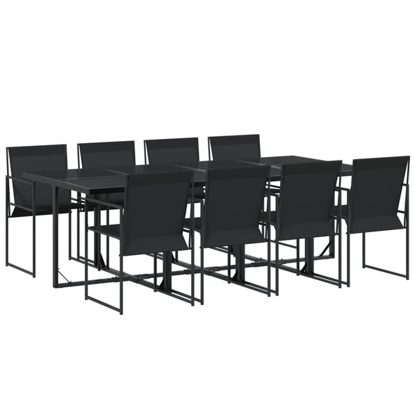 vidaXL Ensemble à manger de jardin 9 Pièces noir textilène