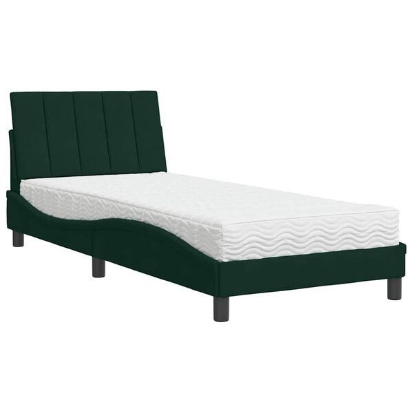 vidaXL Lit avec matelas Hanko vert foncé 90x200 cm velours