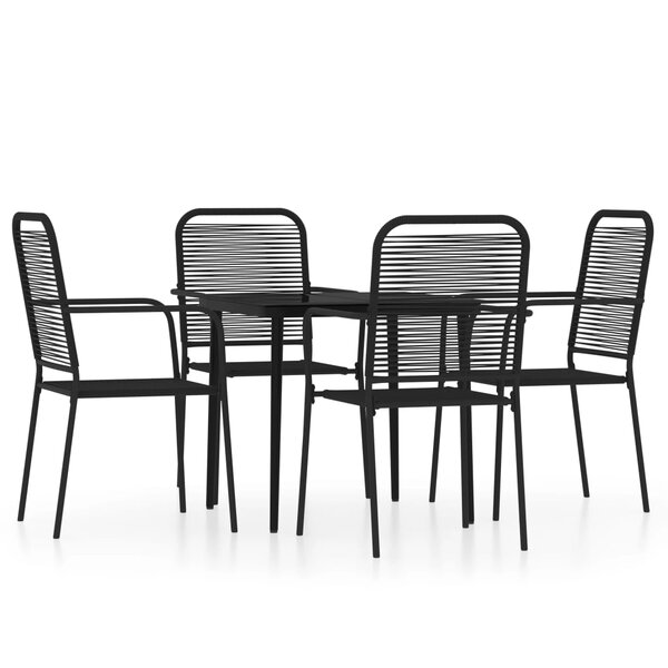vidaXL Ensemble à manger de jardin 5 Pièces Noir