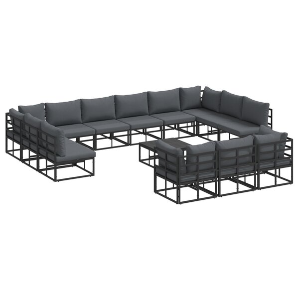vidaXL Ensemble de canapé de jardin 14 Pièces Noir 70 x 70 x 32 cm