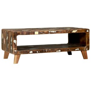 vidaXL Table basse Multicolore 90 x 50 x 35 cm Bois Recyclé Solide