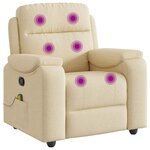 vidaXL Fauteuil de massage inclinable Crème Tissu