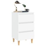 vidaXL Table de chevet avec pieds en bois solide Blanc 40x35x69 cm