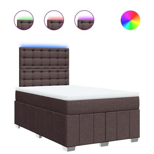 vidaXL Sommier à lattes de lit et matelas marron foncé 120x190cm tissu