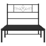 vidaXL Cadre de lit métal avec tête de lit noir 90x200 cm