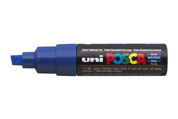 Marqueur pointe large biseautée pc8k 8mm bleu foncé x 6 POSCA