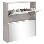 vidaXL Armoire à chaussures et miroir 2 niveaux Gris béton 63x17x67 cm