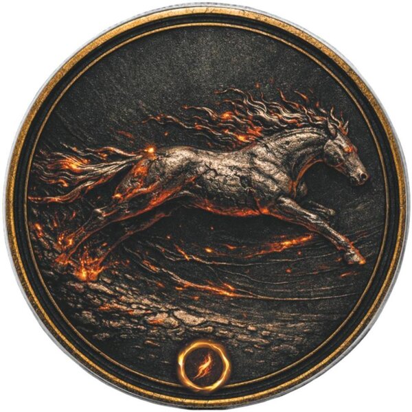 Pièce de monnaie en Argent 1 Dollar g 31.1 (1 oz) Millésime 2026 Five Horses Of Fire MOMENTUM (PRÉCOMMANDE)