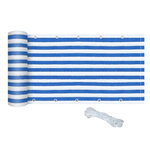 Lot de 2 brise-vue renforcés occultants HDPE haute densité 52 œillets + 4 cordons dim. 5L x 0 90H m bleu blanc rayé