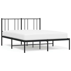 vidaXL Cadre de lit métal sans matelas avec tête de lit noir 140x190cm