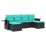vidaXL Salon de jardin 6 Pièces avec coussins noir résine tressée