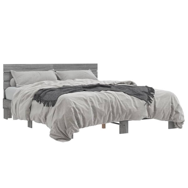 vidaXL Cadre de lit sans matelas sonoma gris 150x200 cm