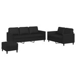 vidaXL Ensemble de canapés 3 Pièces avec coussins Noir Similicuir