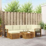 vidaXL Ensemble de canapés d'extérieur 7 pc Naturel et Crème Polyester