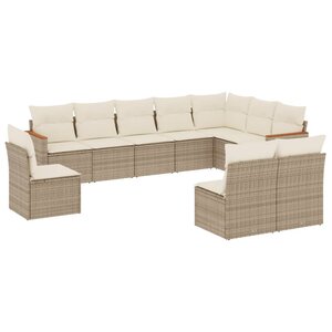 vidaXL Salon de jardin avec coussins 10 Pièces beige résine tressée