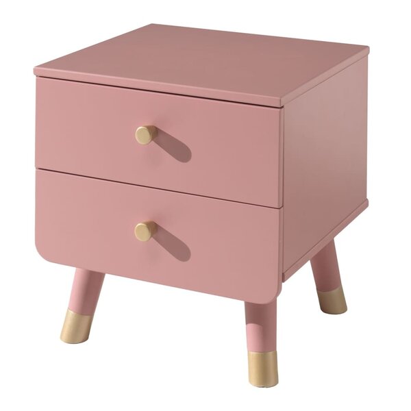 Vipack Table de chevet à 2 tiroirs Billy Bois Rose terre