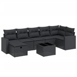 vidaXL Salon de jardin 8 Pièces avec coussins noir résine tressée