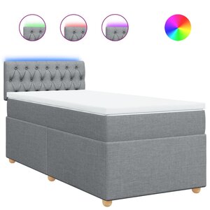 vidaXL Sommier à lattes de lit et matelas Gris clair 90x190 cm Tissu